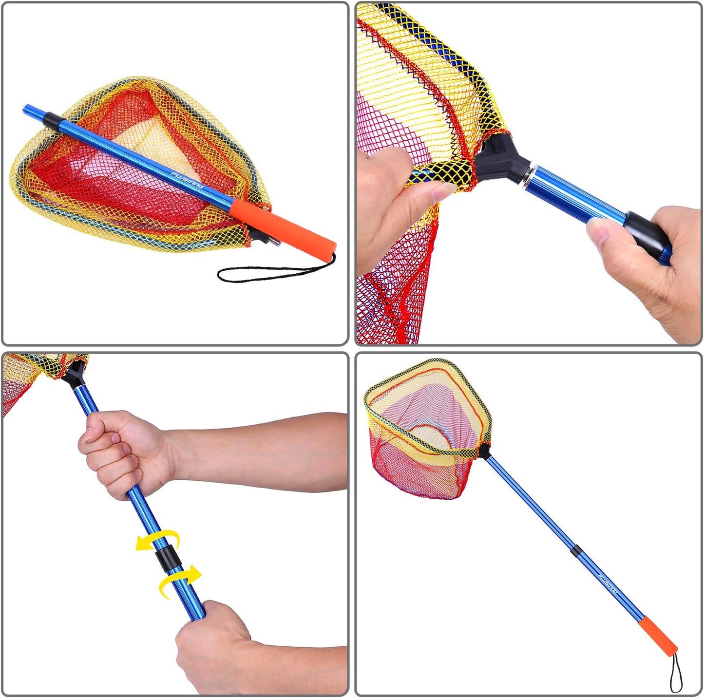 PLUSINNO Kids Fishing Net - Telescopic Lightweight Landing Net with Aluminum Handle | Perfect for Outdoor Fun