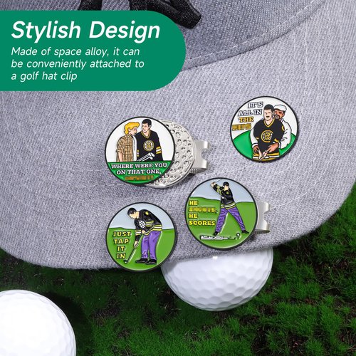 Jecten Happy Magnetic Golf Hat Clip with Markers, Funny Magnetic Ball Markers, Enamel Golf Ball Markers for Putting Green, Ball Marker Hat Clip for Golf Lovers Gifts Accessories