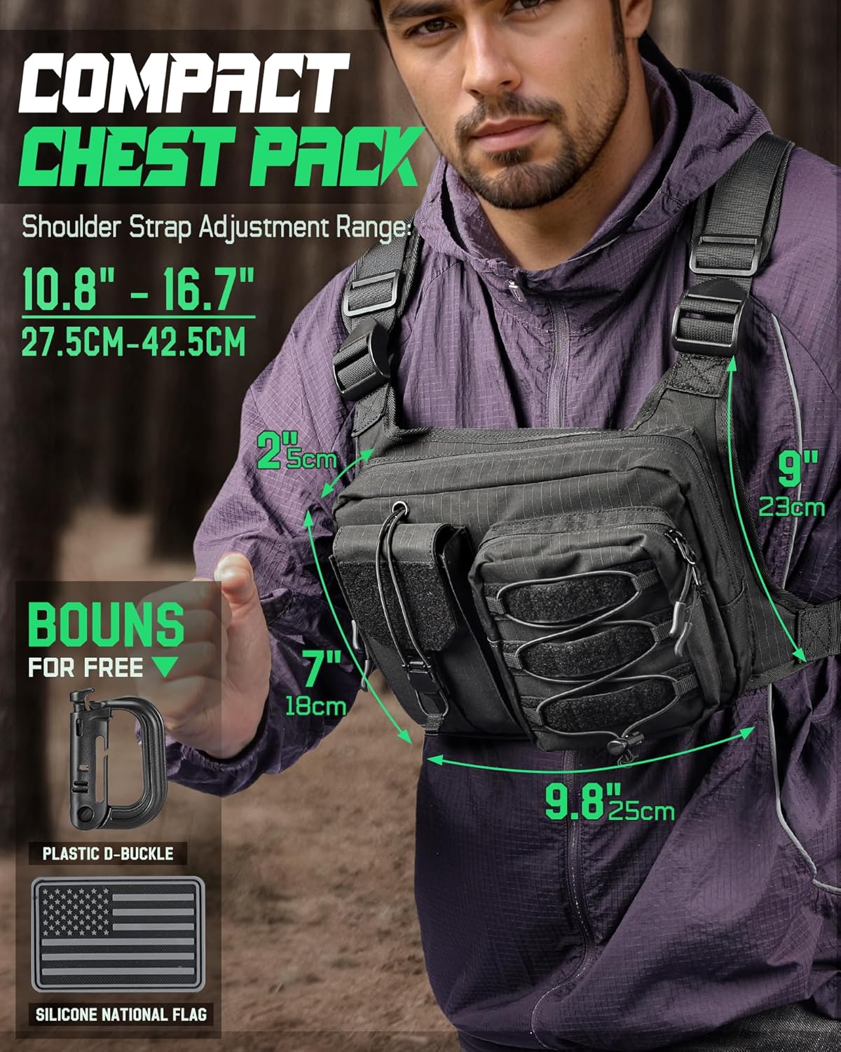 RXW Chest Bag - Tactical Hiking Pack for Men & Women | Versatile Sport Vest for Running & Outdoor Adventures