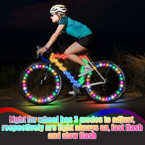 Woanger 3 Pcs LED Bike Lights for Night Riding Bicycle Wheel and Frame Lights Battery Powered Bike Accessories Gifts for Adults Riding at Night (Multicolor)