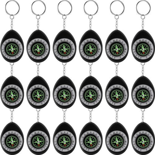 Janinka 18 Pcs Small Keychain Compass Hiking and Survival Mini Pocket Compass Bulk for Outdoor Camping(Black)