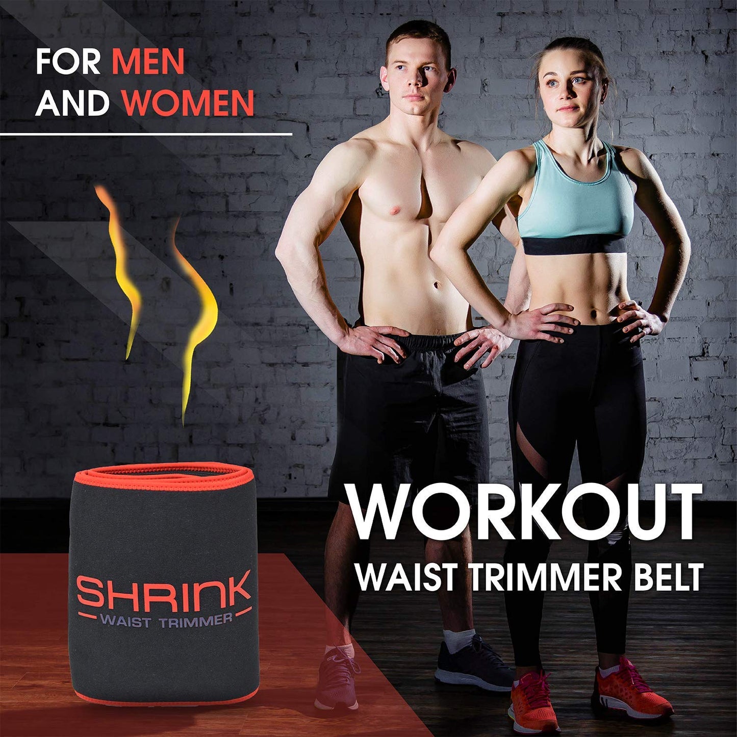 shrink Waist Trimmer - Sweat Band Waist Trainer for Women and Men; Workout Equipment for Home Workout and Gym Exercise; Waist Wrap Hourglass Body Shaper Black