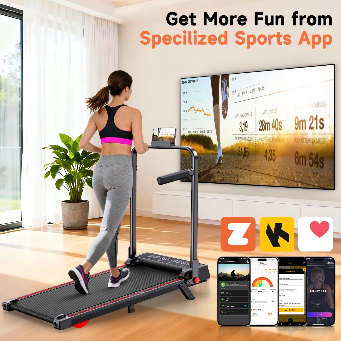 3-in-1 Walking Pad with Handle Bar, 9% Incline Portable Treadmills for Home Small Space,Under Desk Treadmill with 300lbs Capacity, Compact Designed with LED Screen Display,Remote Control