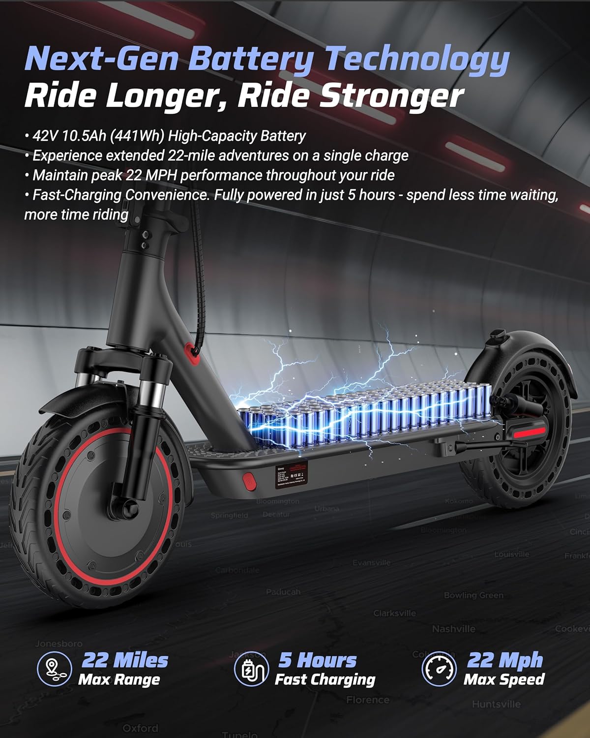 Qlaway Electric Scooter - Powerful 350W/500W Motor, 16-22 Miles Range, Dual Braking & Suspension | Portable Folding Design