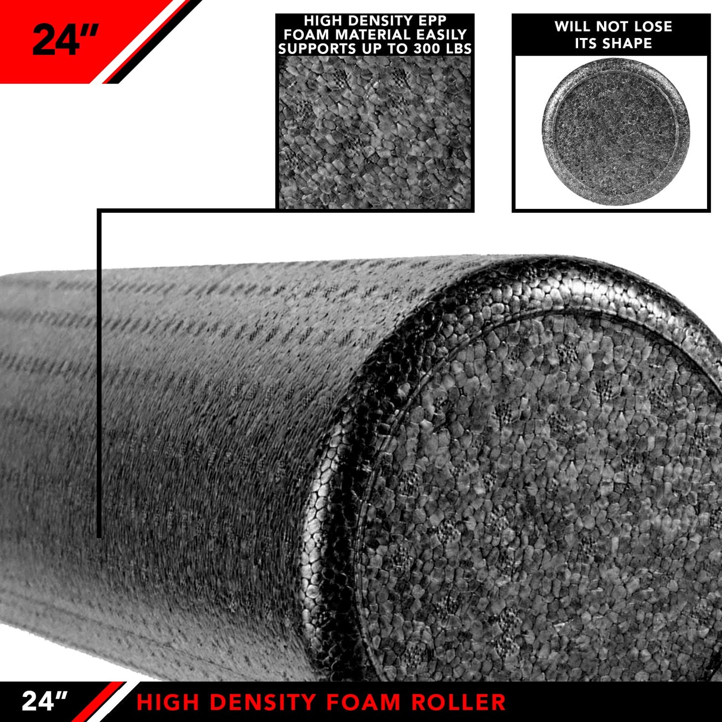 JFIT High Density Foam Roller, Solid Blue, 24-Inch