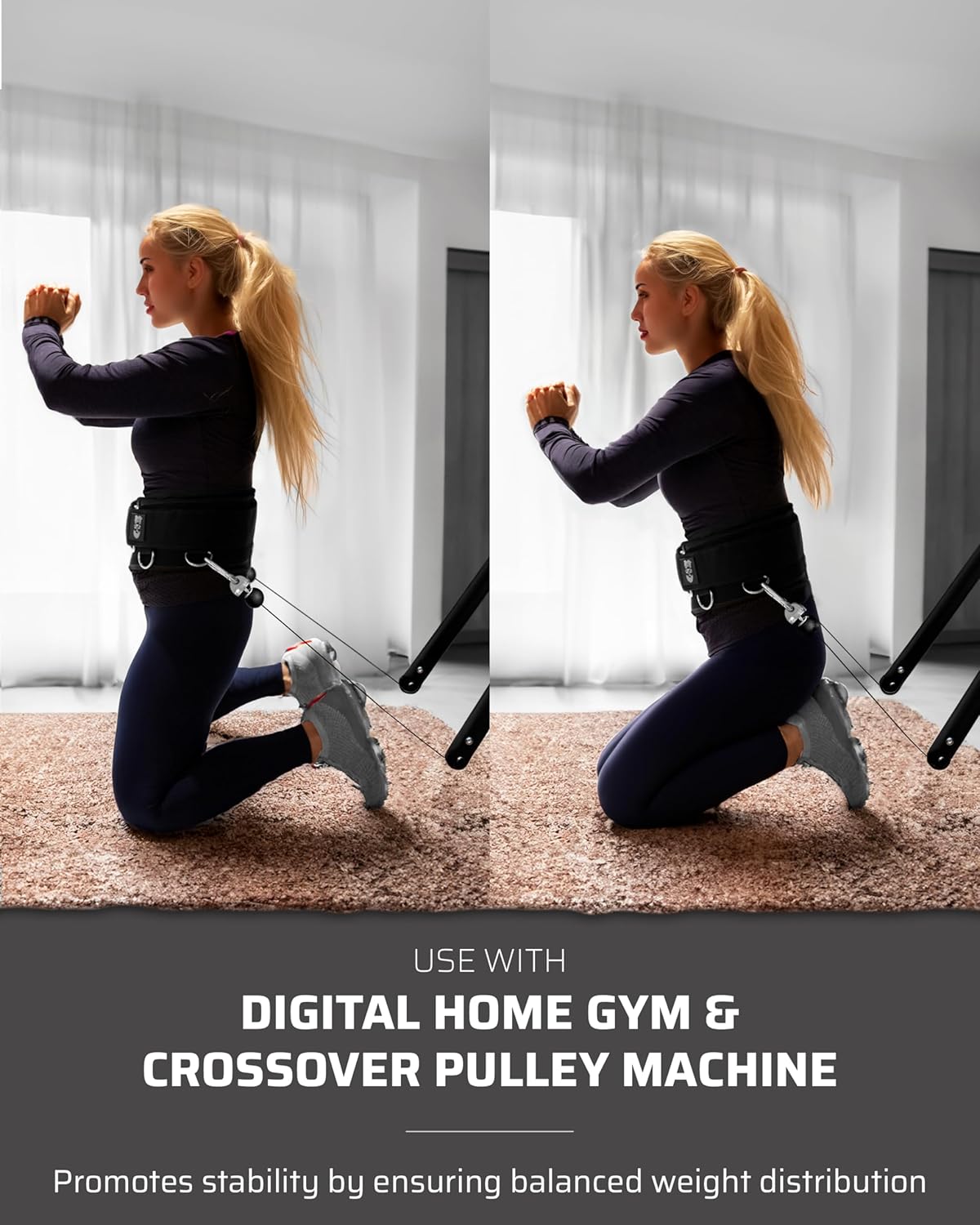 THEFITGUY Multi-Attachment Cable Machine Belt - 5 Attachment Points for Optimal Weight Distribution | Includes 2 Straps (40” & 27”) & 3 Metal Snap Hooks
