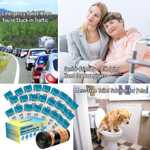 25 Portable Toilet Bags with 25 Poo Gels, 8 Gallon Leak-Proof Camping Toilet Waste Bags – Absorbent Gel Value Pack for Portable Potty, RV, Hiking, Travel, Outdoor Use