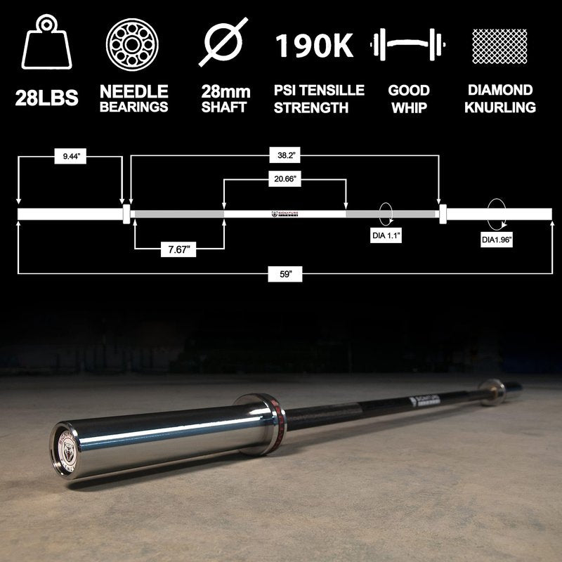 Fitvids 2 Inch Olympic Barbell Bar, 5 FT Zinc-plated Bar for Home Gym Strength Training, weight lifting, Bench Press