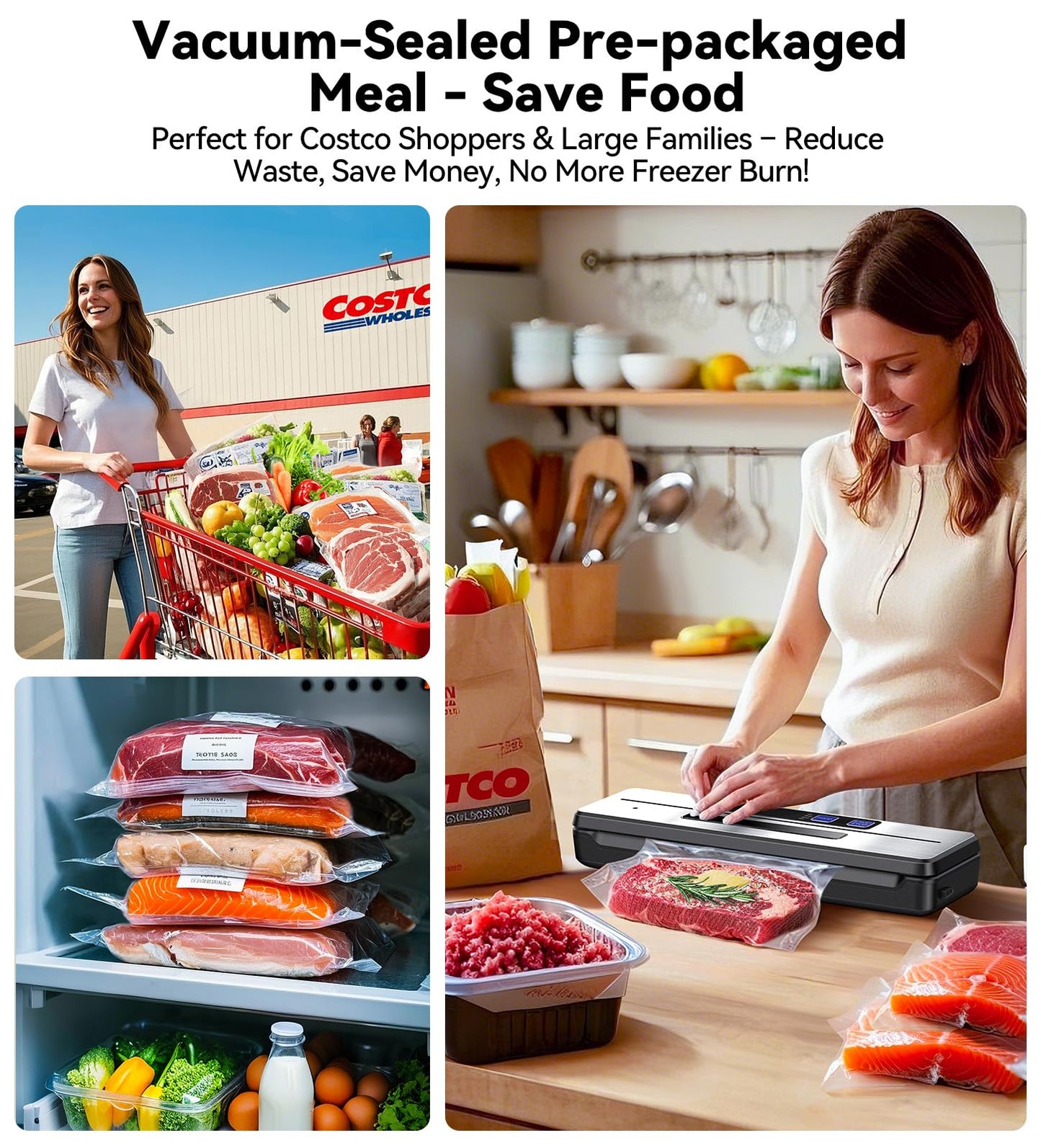 Flekzo Vacuum Sealer Machine for Food - Fast-Compact, Multi-Functional, Continuous Vacuuming, with External Vacuum System - For Meal Prep, Meat, Bulk Storage, Sliver Black