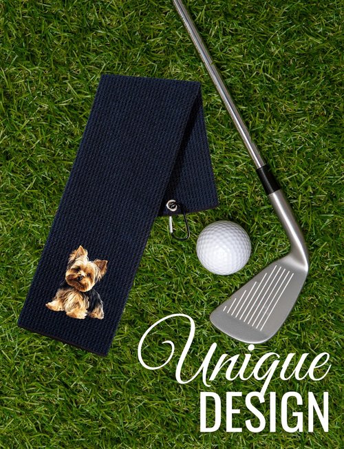 CybGene Yorkie Gifts Golf Towel, Gifts for Yorkshire Lovers, 15.7“x23.6” Microfiber Golf Towel for Golf Bags for Birthday, Christmas