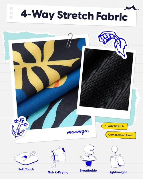Maamgic Men's Swim Trunks - 2 in 1 Board Shorts with 7-Inch Inseam for Ultimate Comfort