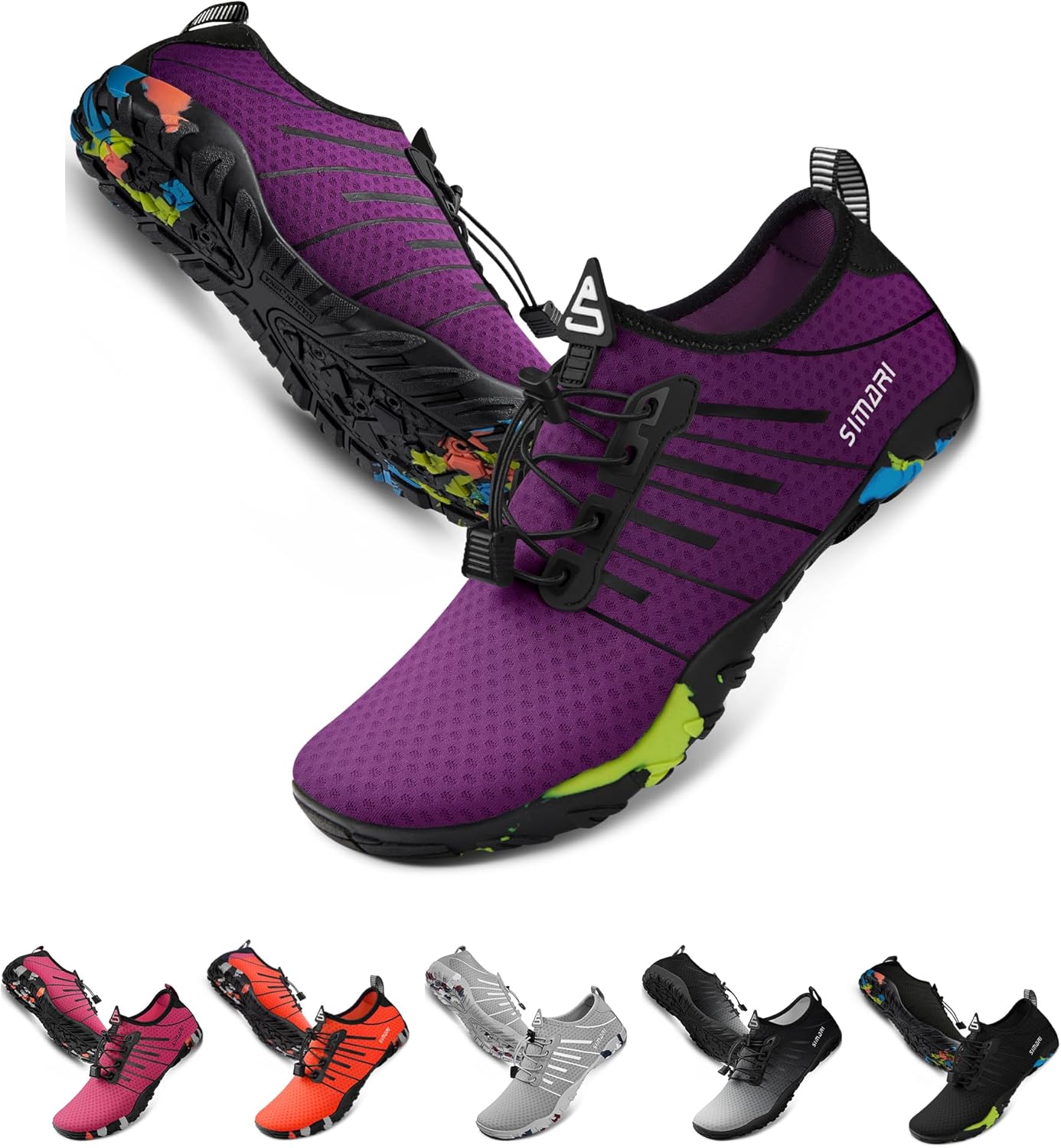 SIMARI Water Shoes - Quick-Dry Barefoot Aqua Socks for Men & Women | Lightweight Non-Slip Swim Shoes for Beach Sports, Kayaking, Diving