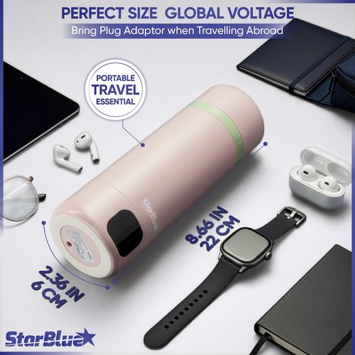 StarBlue Portable Travel Kettle Pink, 350ml, Water Kettle Electric with Global Voltage, 6 Temperature Modes, ℃/℉ Switchable Display, Compact Water Boiler for Home and Office 100-240V 50-60Hz 250-300W