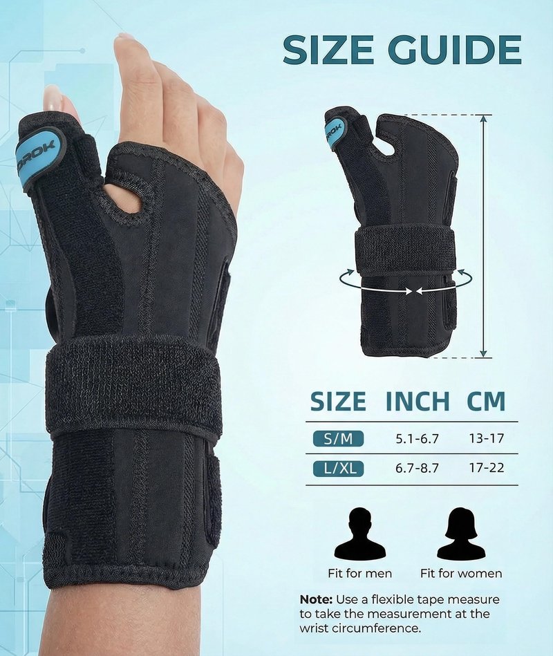 Adjustable Thumb Spica Splint Wrist Brace, Universal for Left/Right Hand, Day & Night Support, Relieves De Quervain's Tenosynovitis/Carpal Tunnel/Tendonitis/Arthritis, Unisex, Blue (Left Hand, S/M)