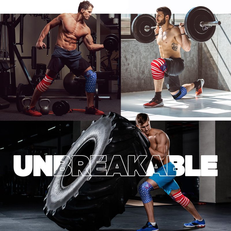 WYOX Knee Wraps (Pair) with Strap for Squats, Weightlifting, Powerlifting, Leg Press, and Cross Training - Flexible 72" Knee Wraps for Squatting - For Men & Women