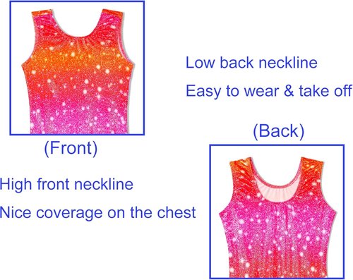 Domusgo Sparkly Gymnastics Leotards for Girls - One-Piece Pro Unitard with Shorts