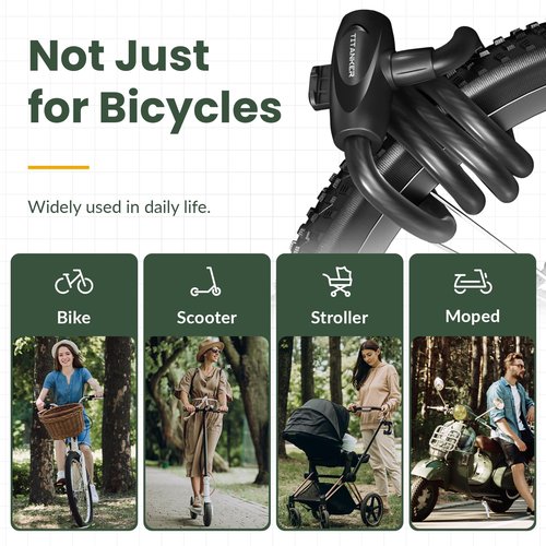 Titanker Bike Lock, Bike Lock Cable 4 Feet Coiled Secure Bicycle Locks with Keys Scooter Locks Bicycle Locker 1/2 Inch Thick Heavy Duty Anti Theft Bike Cable Lock with Mounting Bracket