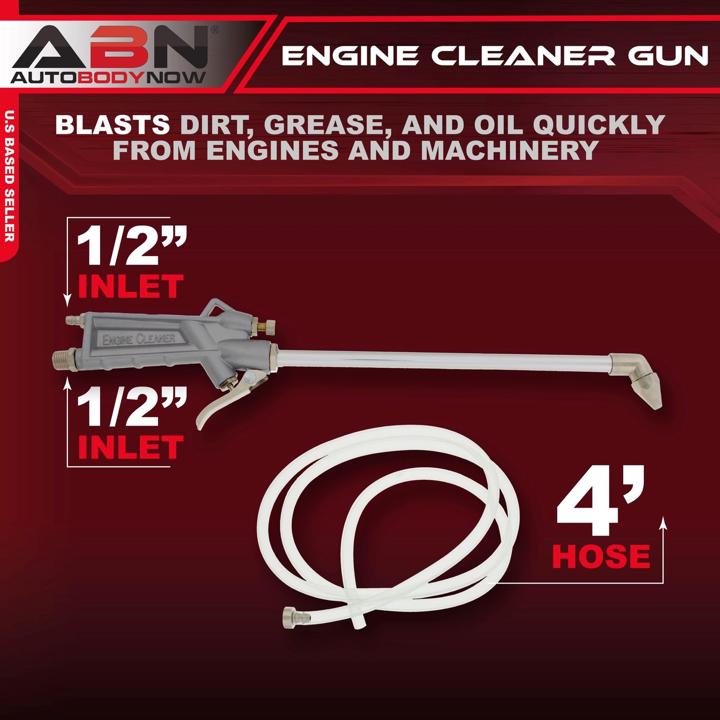 ABN Engine Cleaning Gun with 4ft Siphon Hose, Siphon Spray Gun Cleaning Kit – Car Engine Cleaner Degreaser Tool