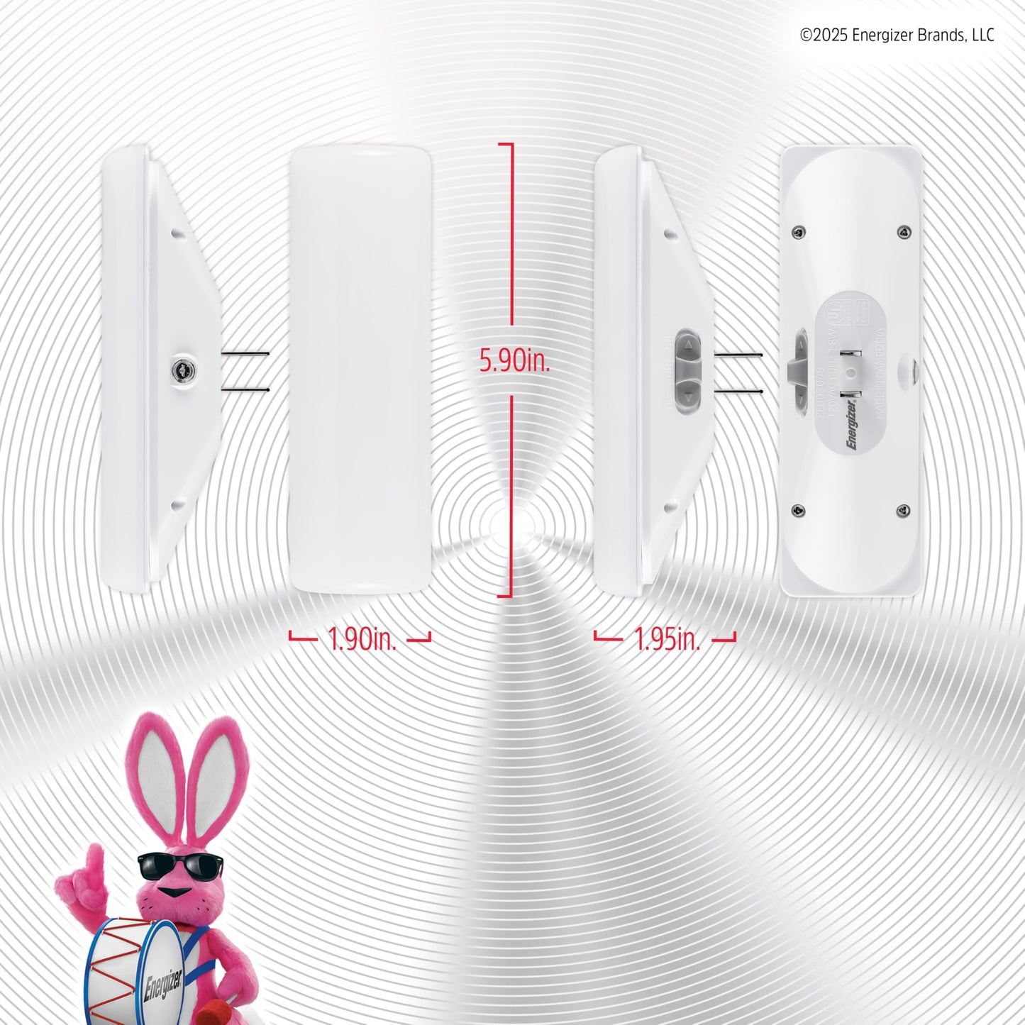 Energizer Ultrabrite LED Light Bar, 100 Lumens, 1 Pack, High/Low/Off Switch, Plug-in, Night Light, Ideal for Dark Spaces, Bedroom, Bathroom, Kitchen, Hallway, Basement White, 81573