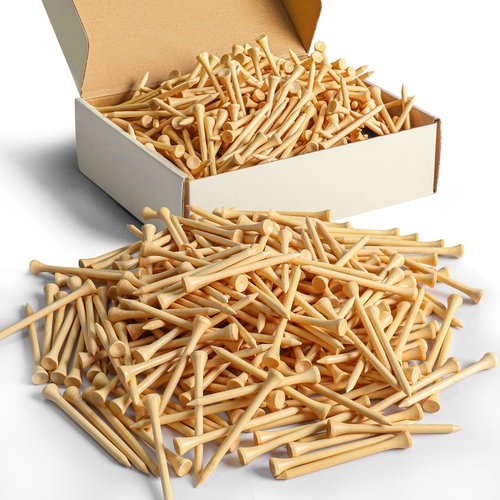 FINGER TEN Bamboo Golf Tees Wood 2 3/4 3 1/4 Inch Wooden Tee Color Bulk 250/500/1000/2000 Count for Men Women Kids (Natural, 250 Count(2 3/4 Inch))
