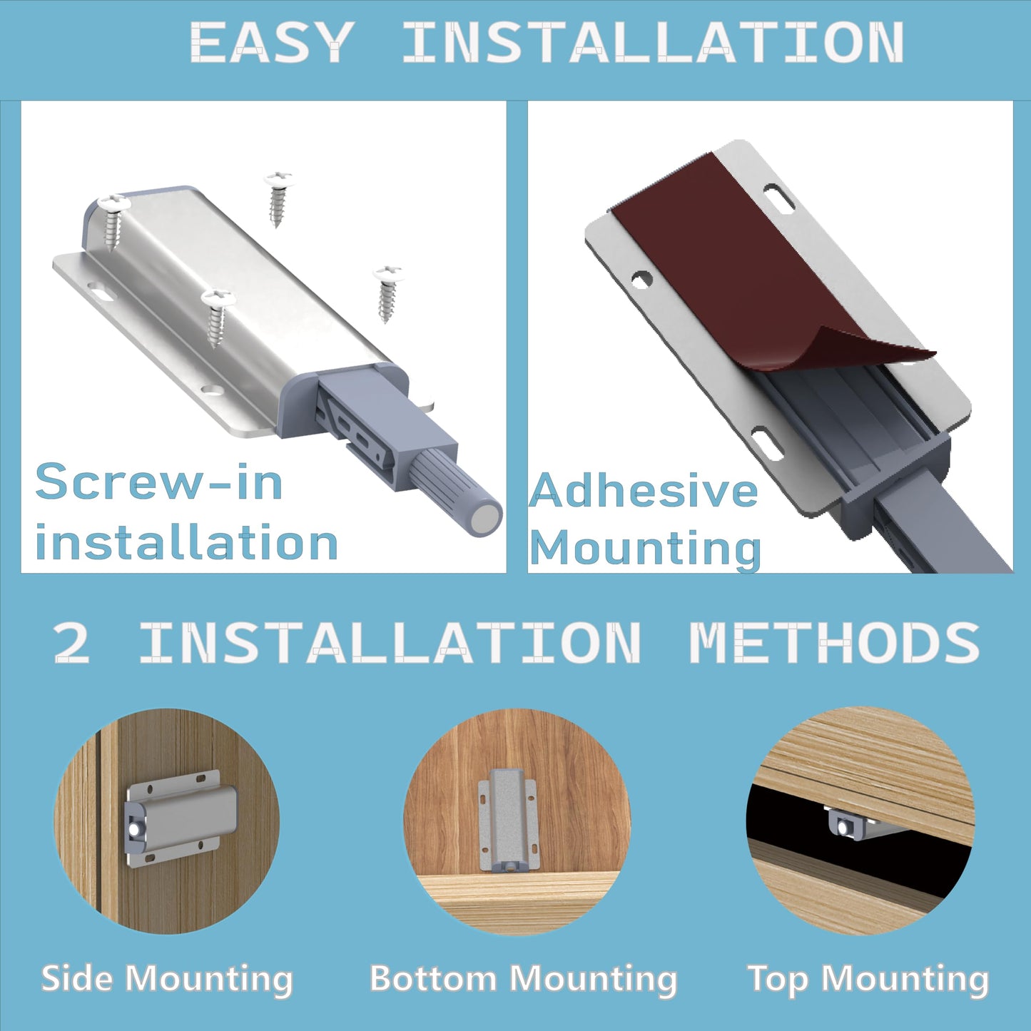 Push to Open Door Latch for Cabinet Door 2 Pack Magnetic Push to Open Cabinet Hardware Heavy Duty Touch Latch for Closet Kitchen Doors Cabinets Drawers Wardrobes