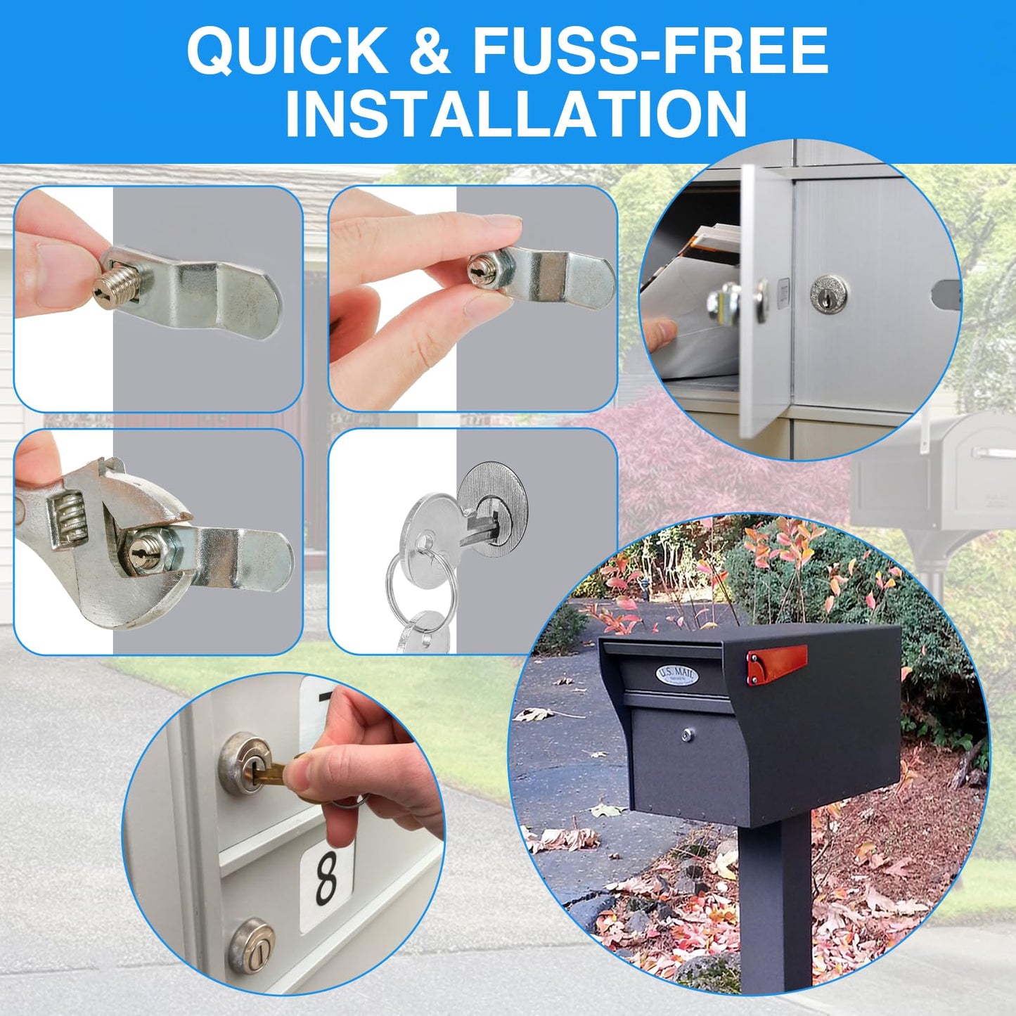 Mailbox Lock Replacement - Universal Mailbox Locks with 4 Keys - Easy to Install Mail Box Lock and Key Set - Durable and Secure Lock Replacement with 4 Keys for Almost All Locking Mail Boxes