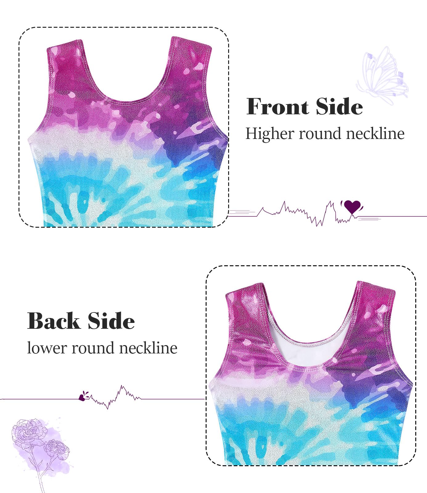 Vogseek Gymnastics Leotards for Girls 6 7Y Psychedelic 2PC Dance Biketards