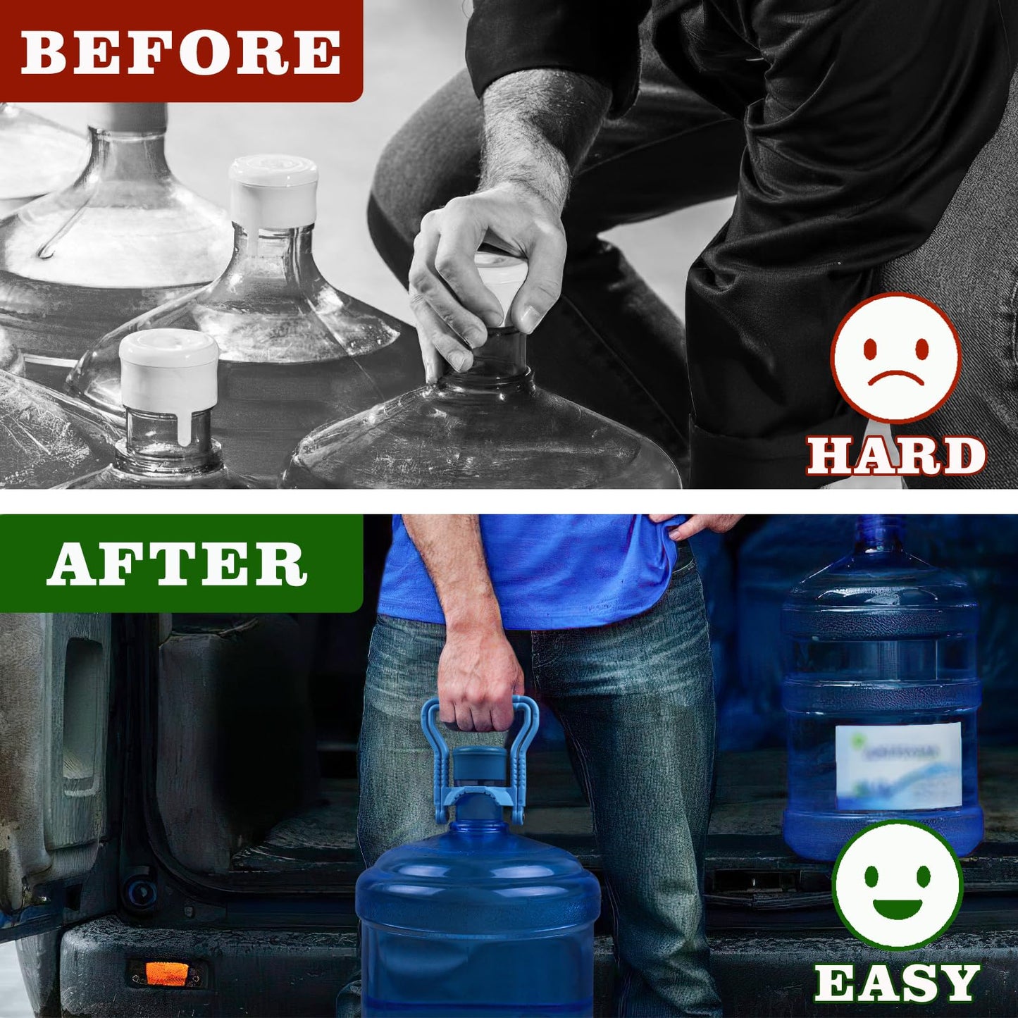 Deftomo 2 Pack 5 Gallon Water Bottle Handle, Ergonomic Non-Slip Heavy Duty Water Jug Carrier Handle
