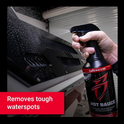 Boat Bling Hot Sauce Hard Water Spot Remover - High-Gloss Wax Sealants, 32 oz., Black