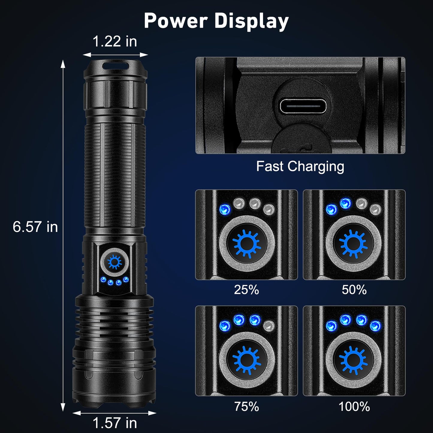 Flashlight Rechargeable 99,000 High Lumen, 2 Pack Super Bright Rechargeable Flashlights for Home, 15H Long Life LED Flash Light with 5 Light Modes, IPX7 Waterproof for Outdoor, Camping, Hiking