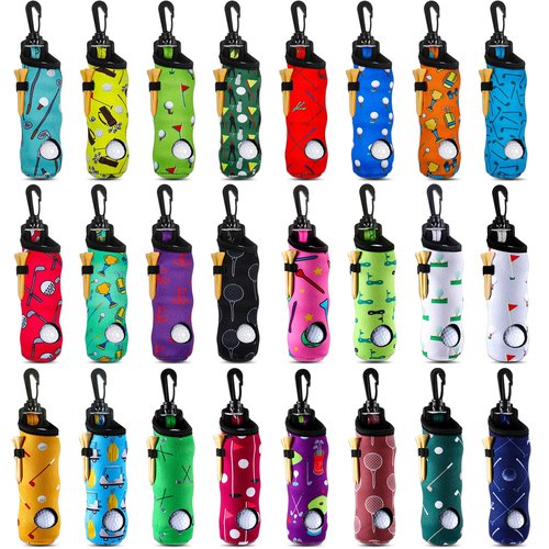 WILLBOND 24 Pcs Golf Ball Carry Bag Tee Holder for Neoprene Pouch Portable with Hook Accessories for Men Women(Stylish)