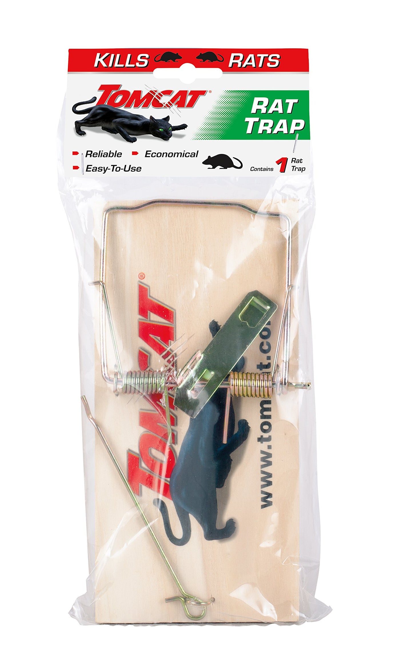 Tomcat Wooden Rat Traps - Disposable Non-Chemical Rat Trap for Homes, Garages and Basements, Single Pack