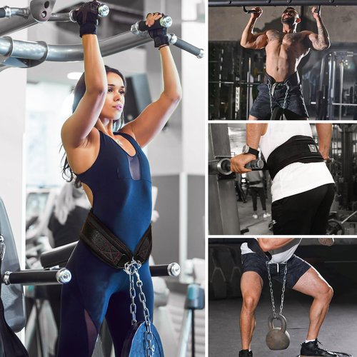 WYOX Dip Belt for Squats & Pullups – Weight Belt with Heavy Duty Steel Chain & Waist Support for Crossfit, Fitness Gym Lifting Belt, Optimal For Pull Ups, Dips Squats & Strength Training Workout with Comfortable Back Support