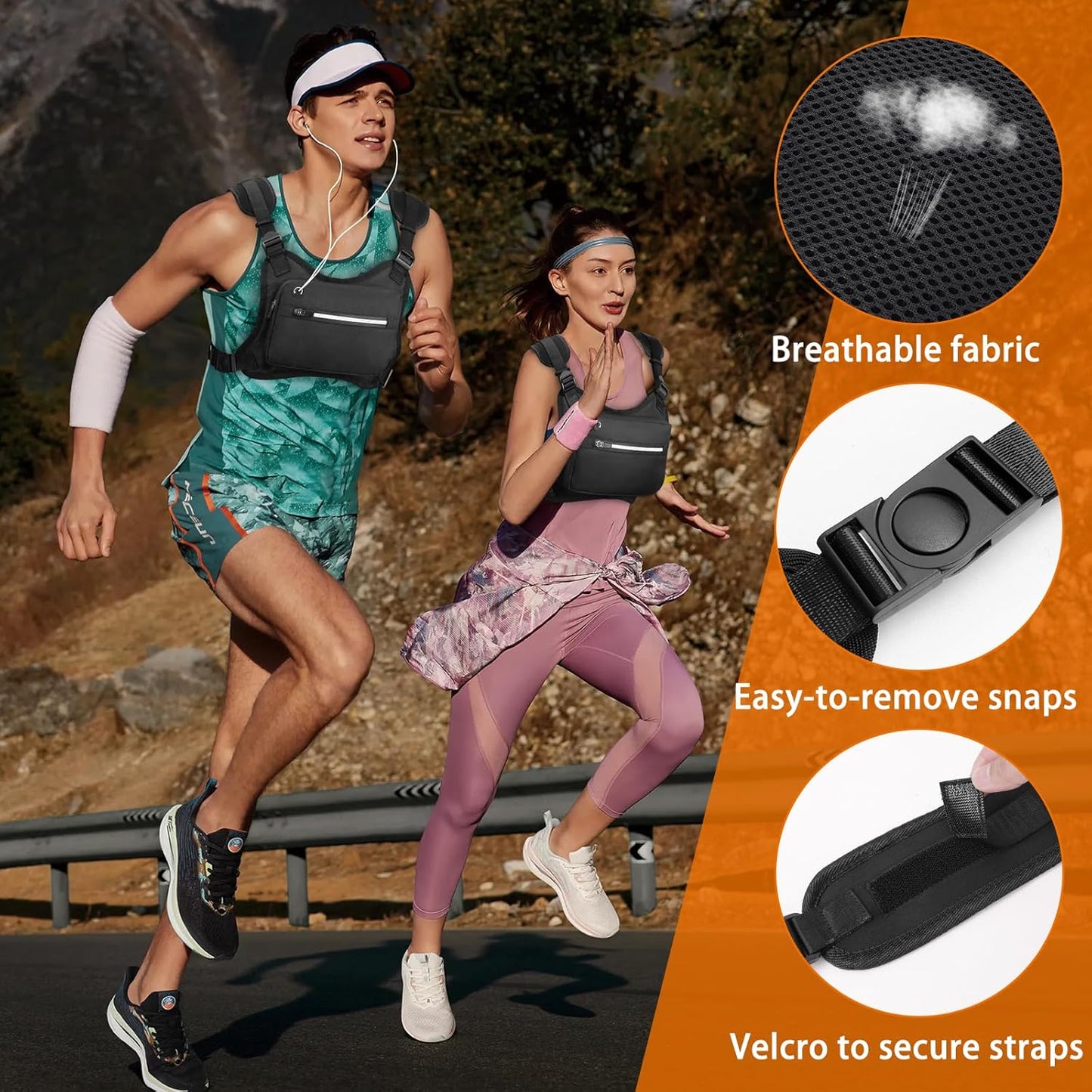 Skiennix Water Resistant Chest Pack - Lightweight Running Vest with Reflective Strip & Phone Holder