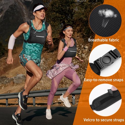 IMAGOA Water Resistant Chest Pack - Running Vest with Reflective Strip,Built-In Phone Holder & Extra Storage,Lightweight Running Pack for Running Hiking Cycling