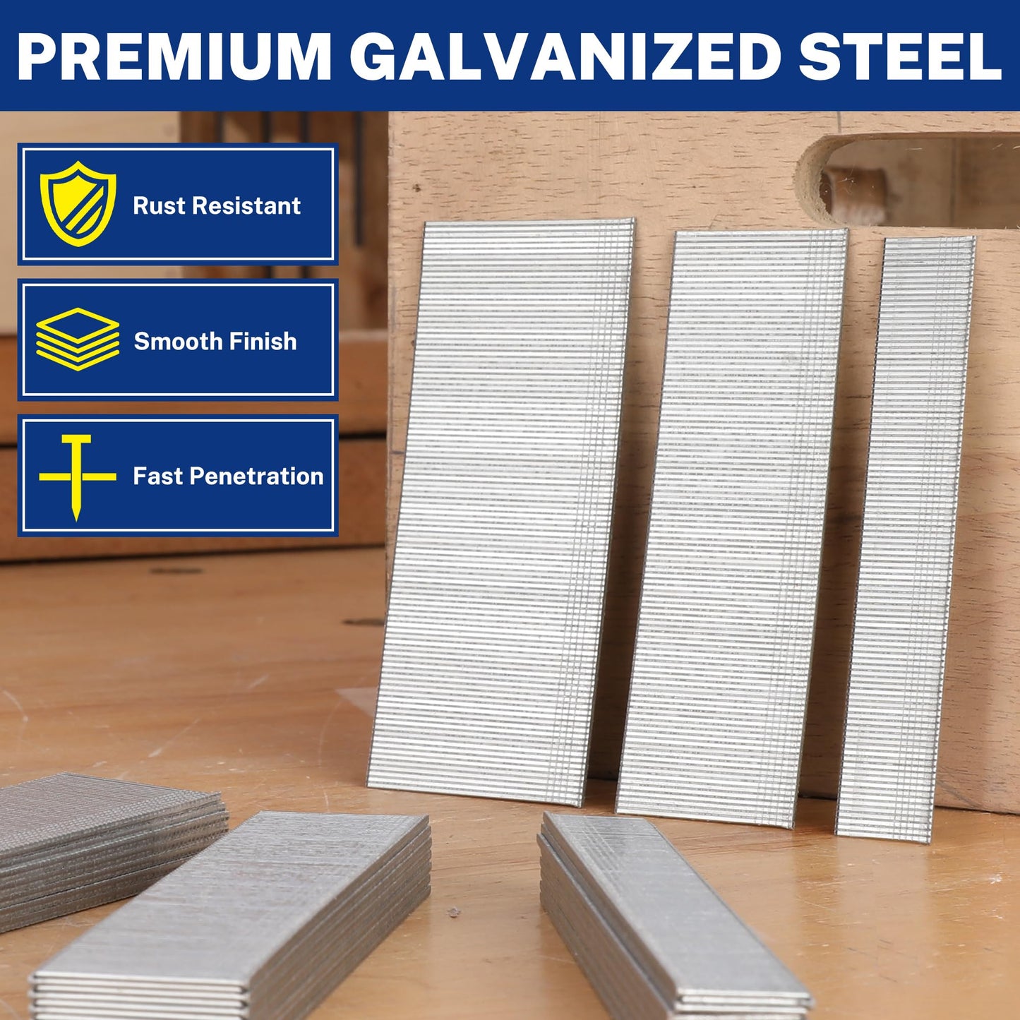 WORKPRO 1200 Count 18 Gauge Brad Nails, (3/4,1-1/4＂,2＂), Universal Brad Nail Gun Nails for Pneumatic & Electric Brad Nailers