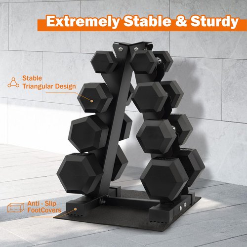 Fitvids Dumbbell Rack A-Frame Weight Rack for Home Gym 4 Tier, Black