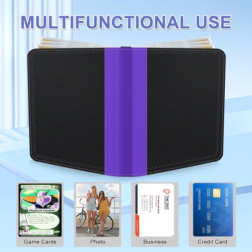 CLOKORIA Trading Card Binder - 440 Card Holder Case with 55 Sleeves | Purple Black TCG Album