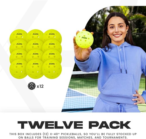 Franklin Sports X-40 Outdoor Pickleballs - Official USA Pickleball Ball | Regulation Size for Tournaments