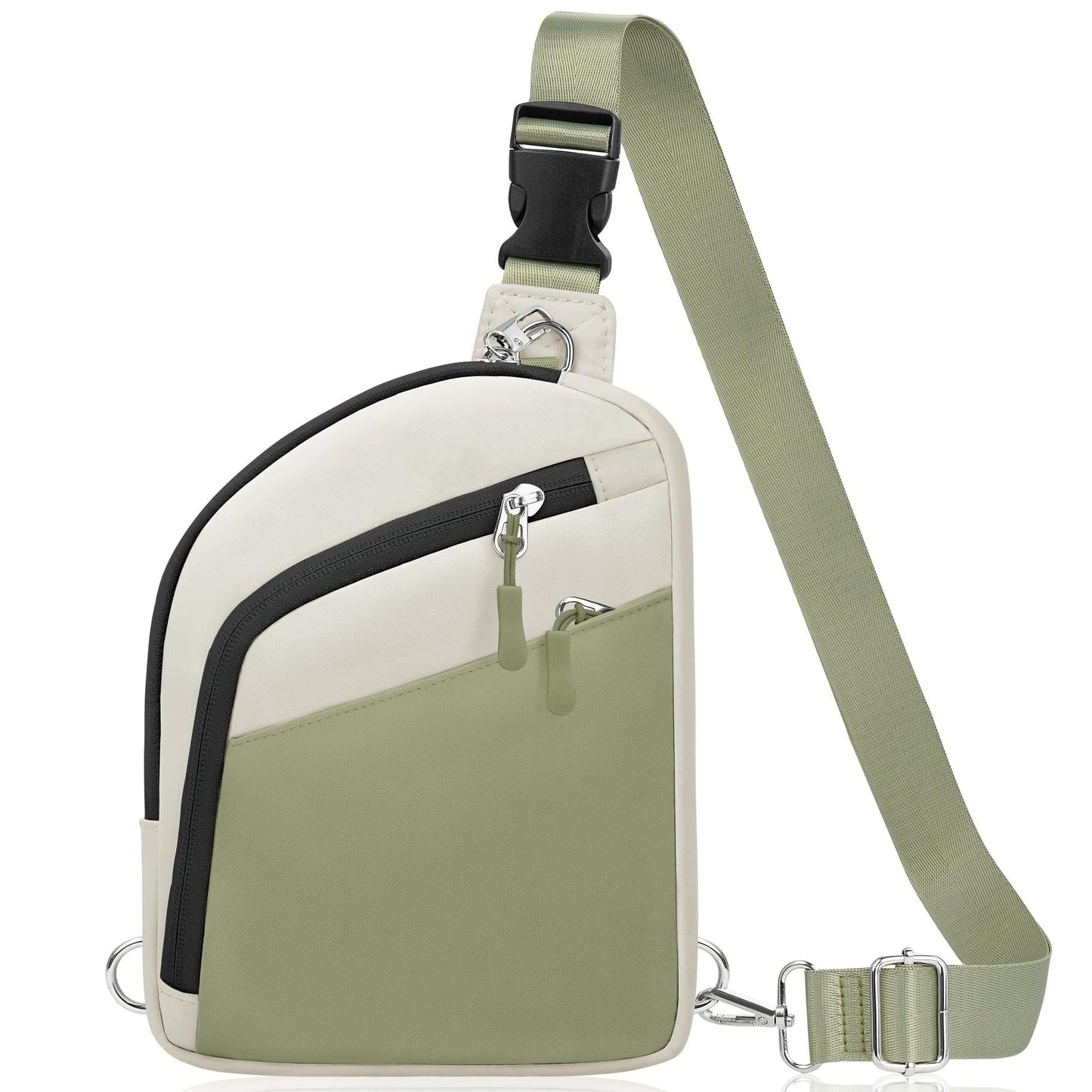 TOPEAST Anti-Theft Crossbody Bag for Women Men, Small Cross Body Bags Shoulder Bag for Travel Work, Slim Sling Bag with RFID Blocking for Gift, Beige Green