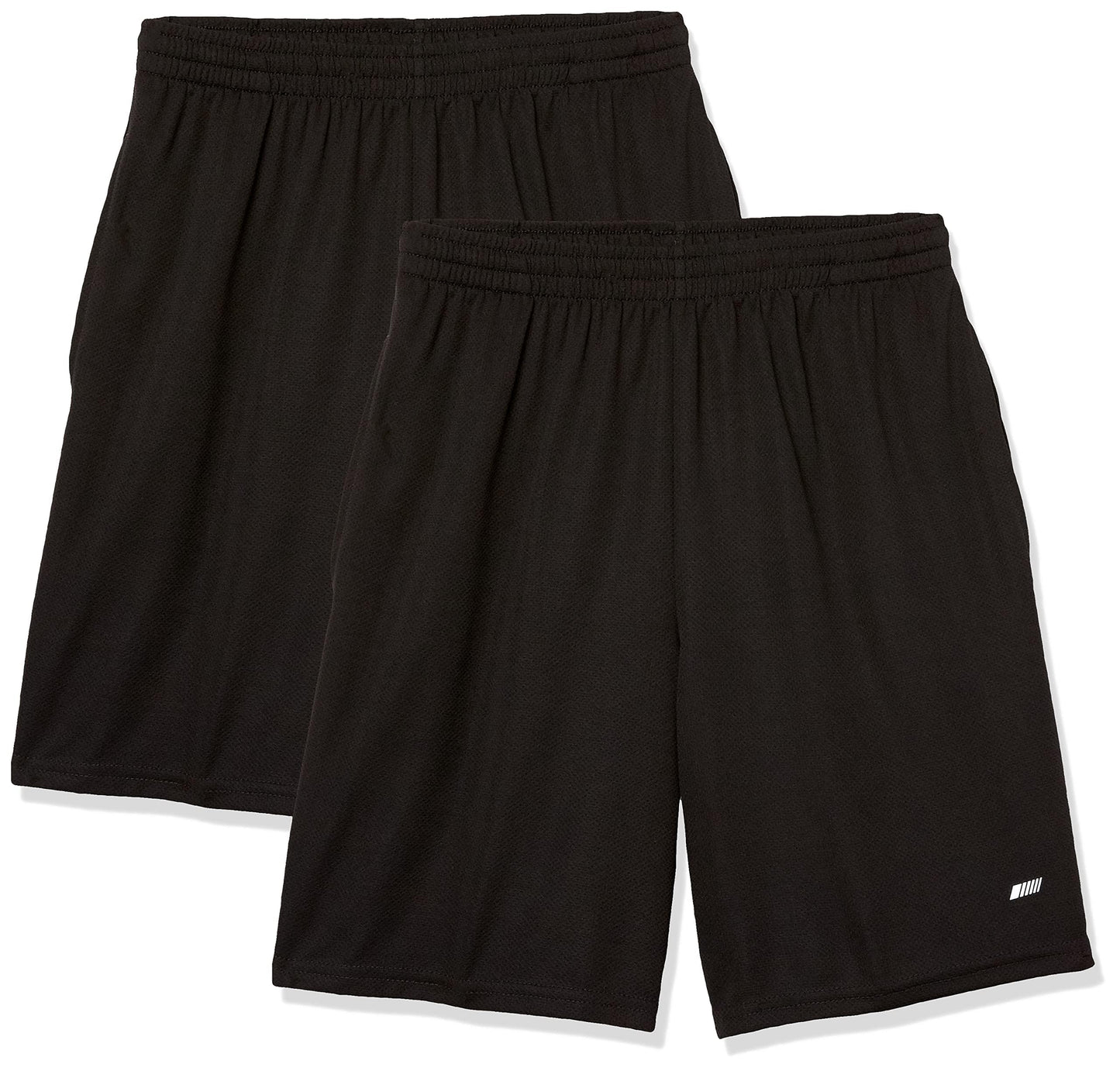 Amazon Essentials Men's Athletic Basketball Gym Shorts, Breathable Moisture Wicking Loose-Fit with Elastic Waist, Pack of 2, Black, 3X-Large Big