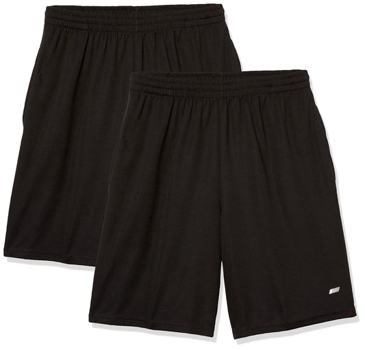 Amazon Essentials Men's Athletic Basketball Gym Shorts, Breathable Moisture Wicking Loose-Fit with Elastic Waist, Pack of 2, Black, 3X-Large Big