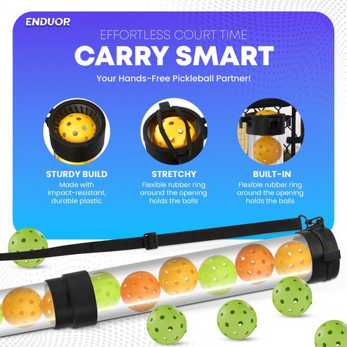 ENDUOR Collapsible Pickleball Pickup Tube for Pickleballs - Holds 17 Balls, Portable Pickleball Retriever Tool