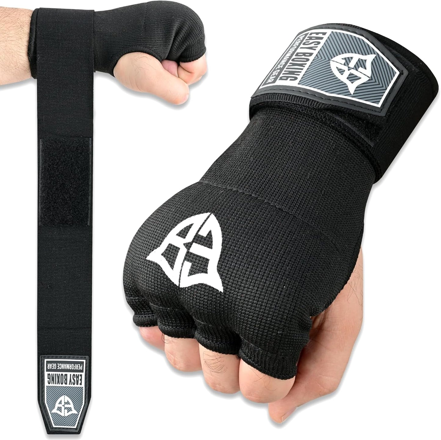 Skiennix Inner Gel Gloves - Breathable Wrist Wraps with Hook and Loop Closure for Boxing & MMA | Black, 75cm