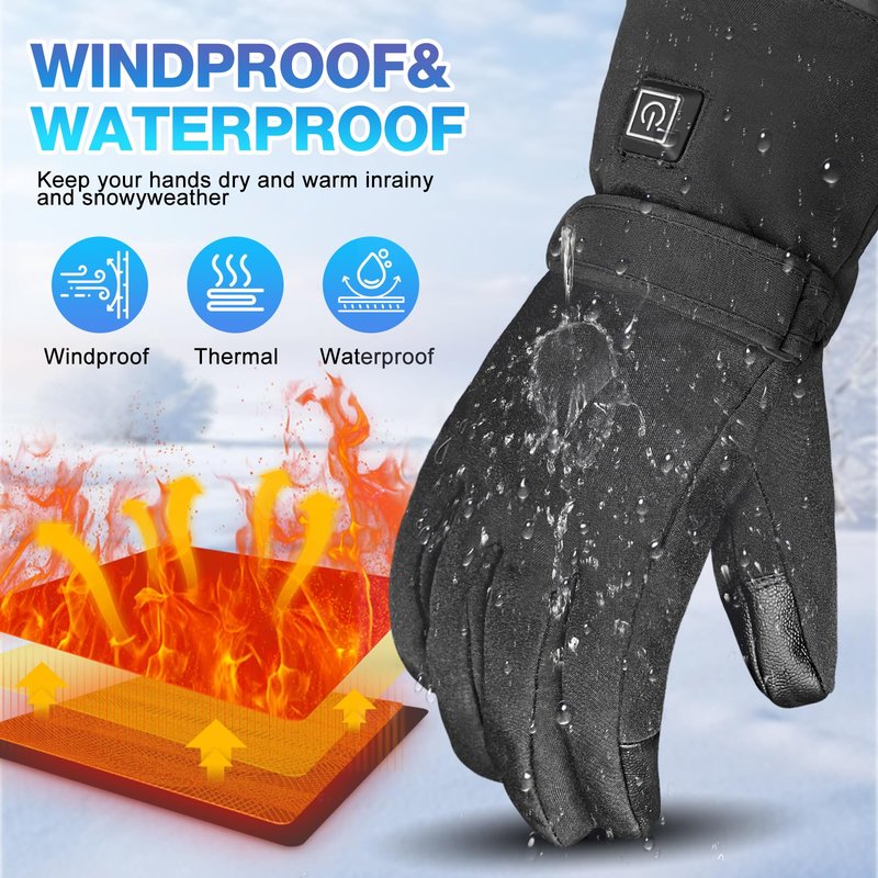 Heated Gloves for Men Women Heated Gloves Rechargeable with 3 Levels Temperature Control Heating Glove Women Men Suitable for Arthritis Raynaud's Alleviate Cycling Skiing (Black, L) (Black, L)