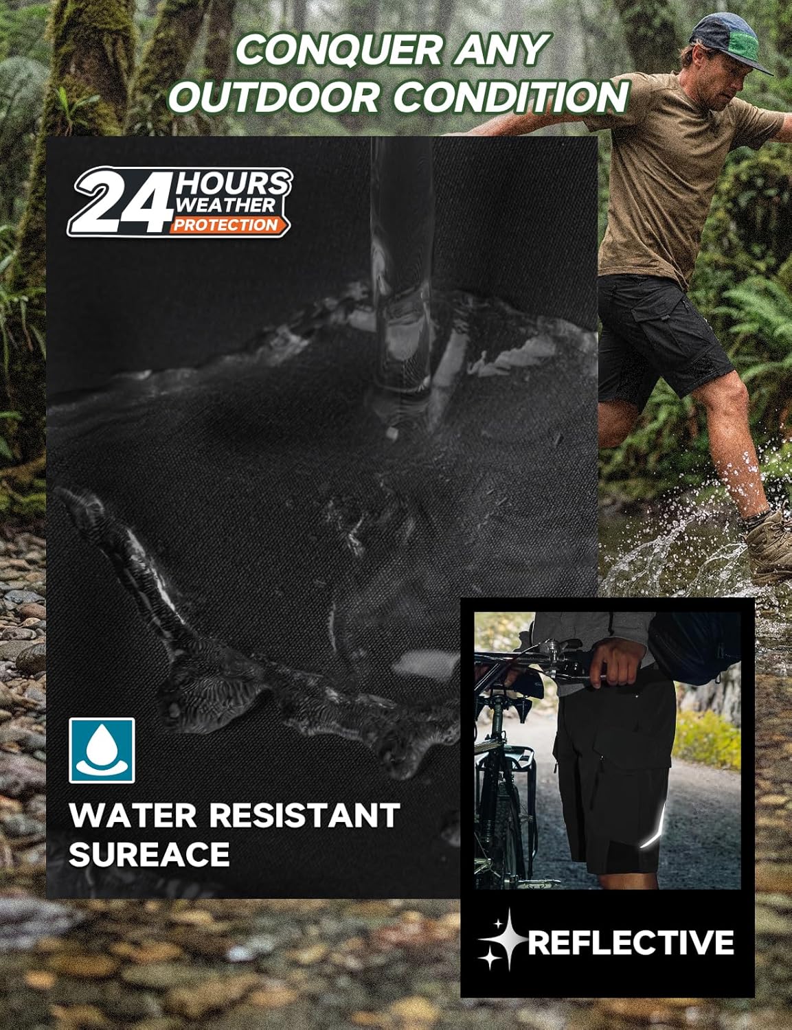 Moosehill Men's Hiking Cargo Shorts - Quick Dry Lightweight Stretch for Outdoor Adventures | 9 Pockets
