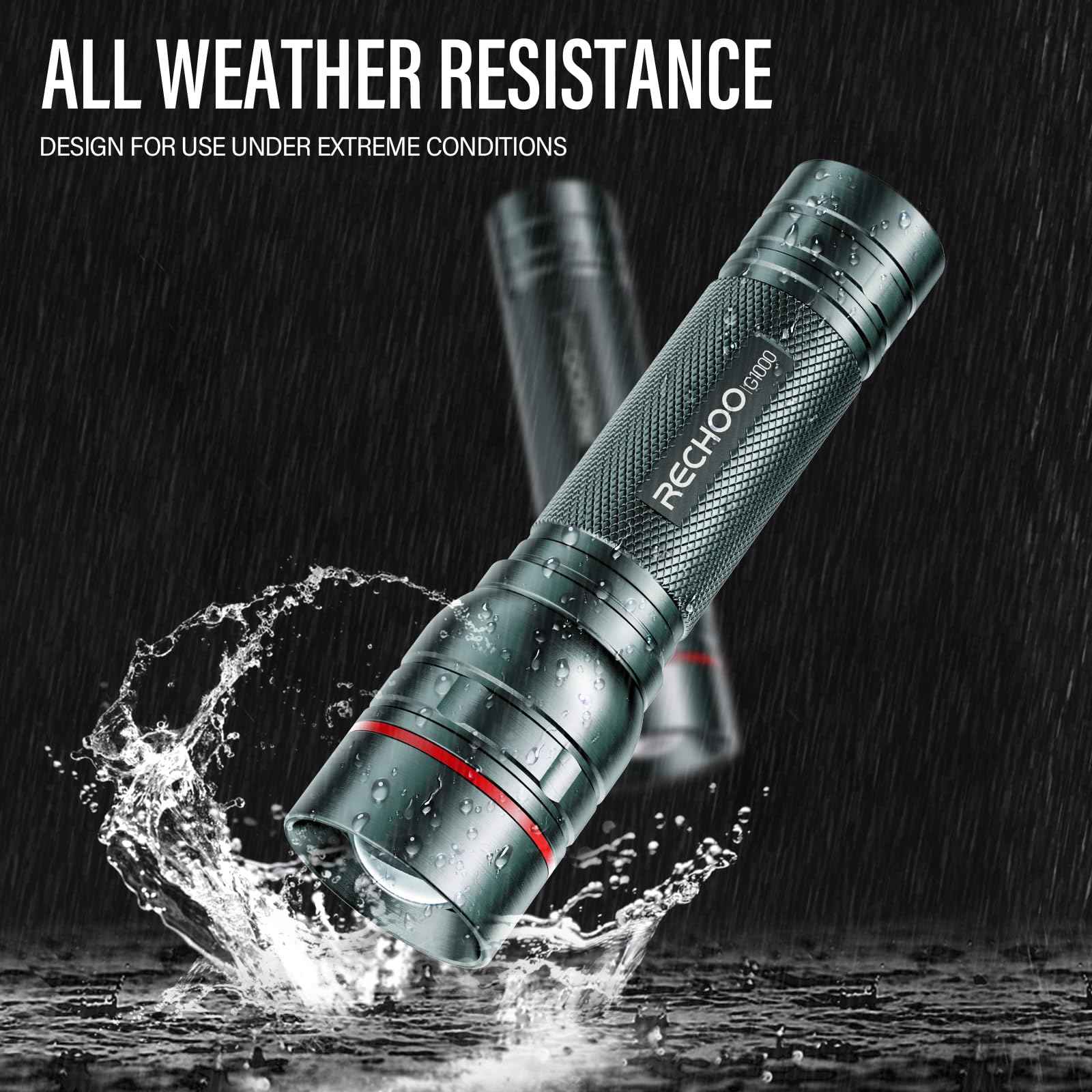 Rechargeable Flashlights High Lumens, G1000 Super Bright Flash Light 2 Pack, Small Zoomable LED Flashlight with 3 Lighting Modes, Portable Flashlight for Camping Essentials (Battery Included)-Grey