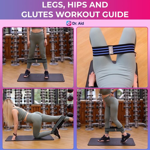 Dr. Aid Fabric Resistance Bands for Women & Men – 4 Booty Bands Set (2 Sizes, 2 Tension Levels) – Non-Slip, Non-Curl, Tear-Resistant, Extra Stretchy Workout Bands for Legs, Hips, Glutes & Butt