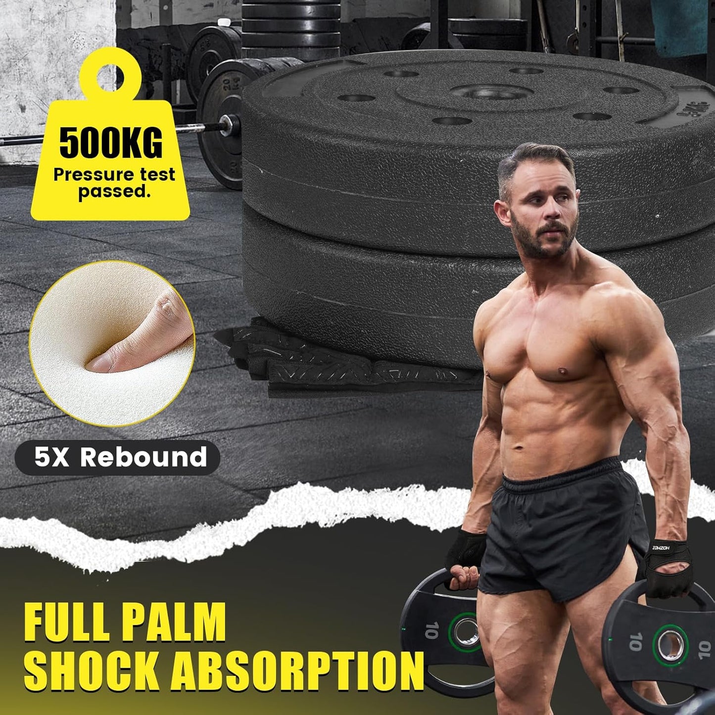 HOZMOZ Weight Lifting Gloves - Ventilated, Thick Padded Workout Gloves with Full Palm Protection | Unisex Fitness Gear