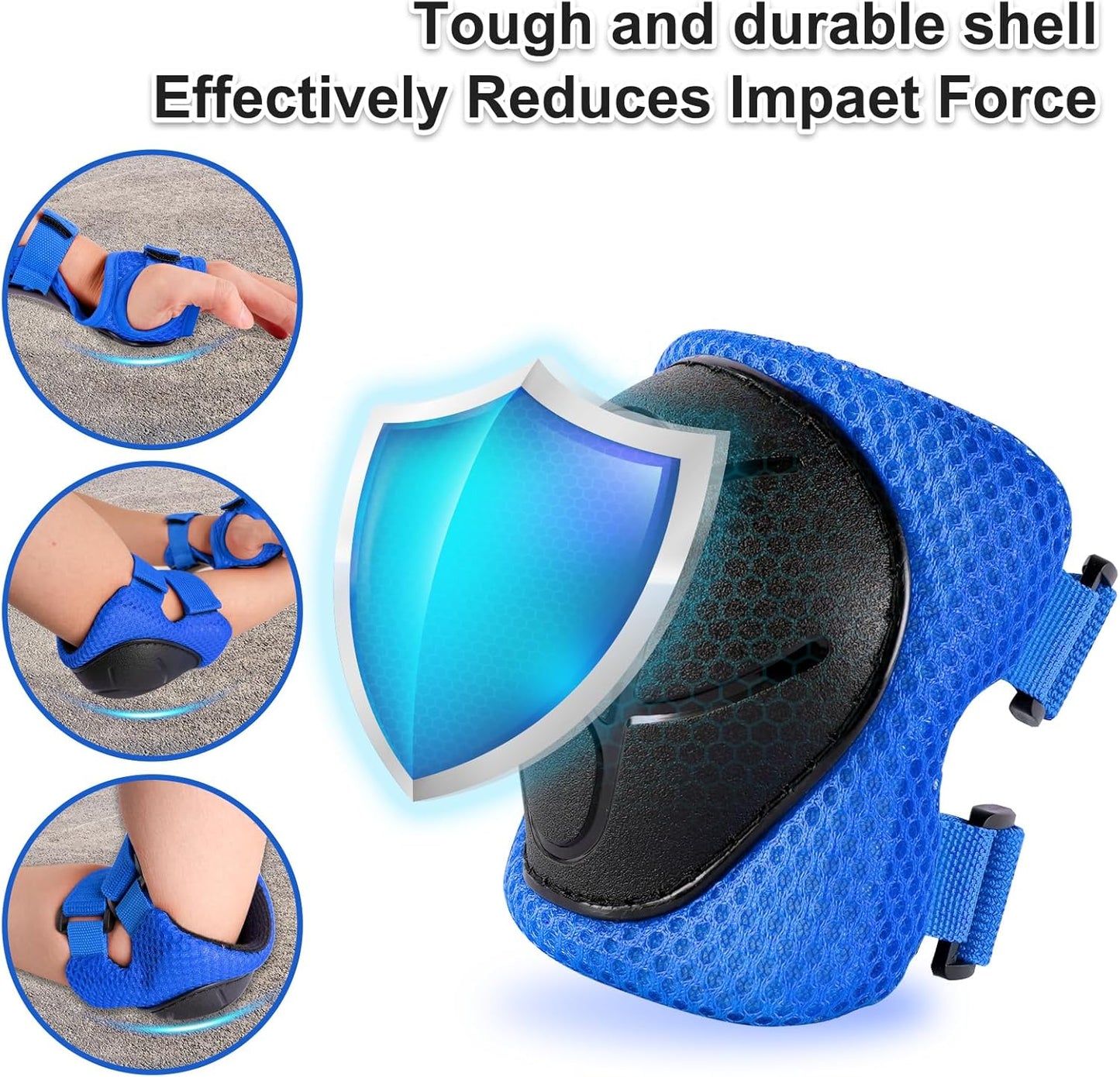 Skiennix Knee Pads for Kids 3-14 Years - 3-in-1 Set with Elbow Pads & Wrist Guards for Safety